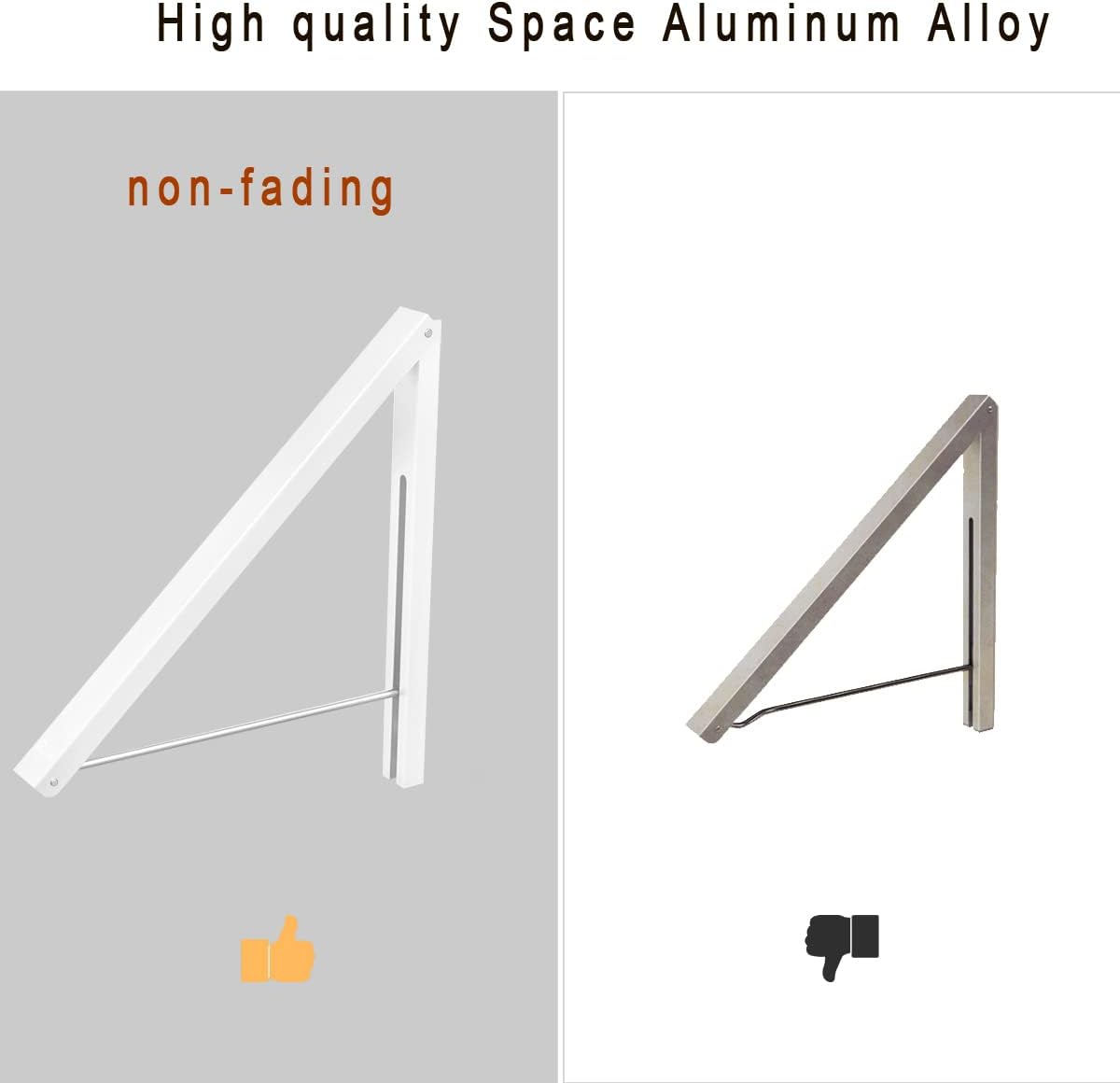 Folding Clothes Hanger Wall Mounted Retractable Clothes Rack, Aluminum, Easy Installation, White