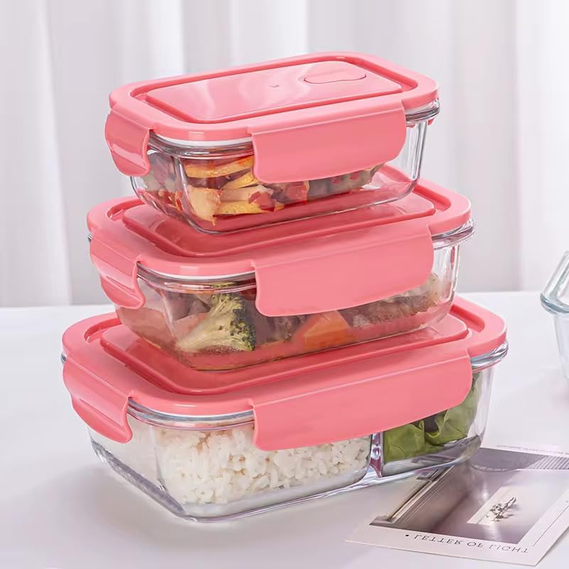 Aurixx Glass Food Storage Containers with Airtight Vented Lids – 3 Piece Set – Leakproof, BPA free, Microwave & Dishwasher Safe