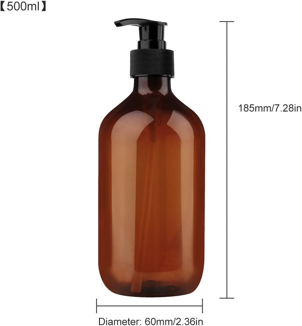 Yebeauty Empty Pump Bottle Dispenser, 17oz/500ml Lotion Soap Shampoo Pump Bottles Large Bottle with Pump Plastic Refillable Containers Pack of 2,Brown Green
