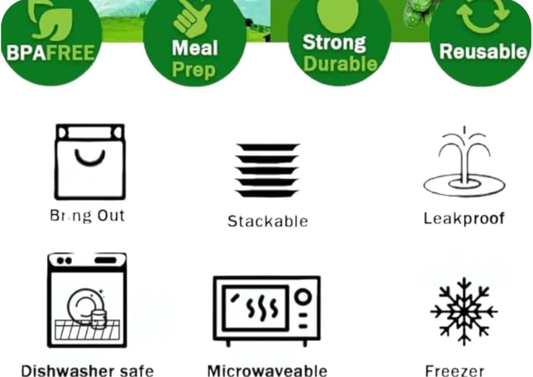 15 piece Meal Prep Containers Reusable with Lids, Sturdy Leakproof & Food Safe, Microwave, Freezer, Dishwasher Safe Food Prep Containers, To Go Take Out plactic food storage