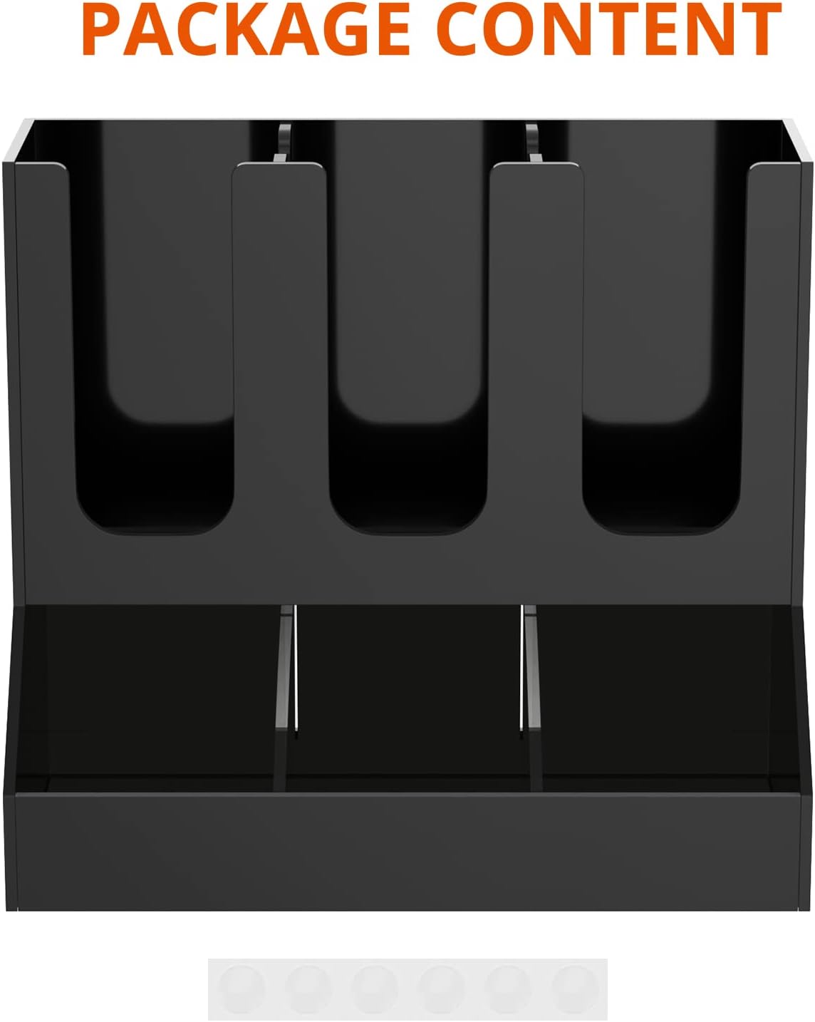 Richboom Cup and Lid Organizer, 6 Compartments with 2 Removable Dividers Coffee Station Countertop Cup Dispenser Condiment Organizer Accessories Caddy for Breakroom, Office, Home - Black