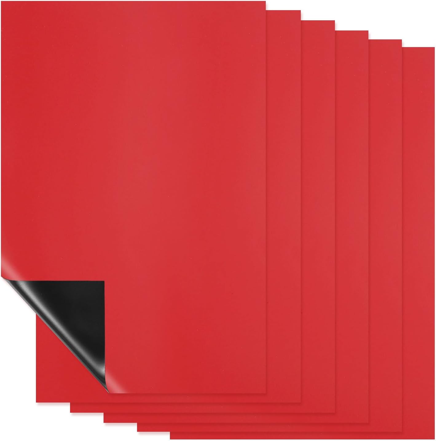 PATIKIL Magnetic Dry Erase Board Sheet for Fridge, 6 Pcs 12 x 8 Inch Erasable Refrigerator Whiteboard for Kitchen for Home Kitchen Organizer Planner Office Storage, Red (0.6mm)