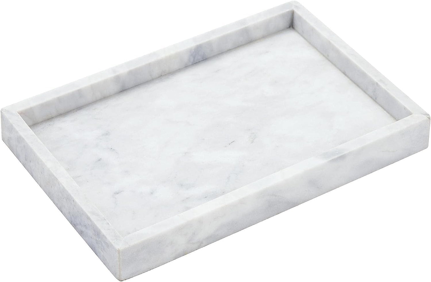 Natural White Marble Tray for Bathroom | Kitchen | Vanity | Desktop, Stone Organizer for Coffee Table, Dresser, Nightstand, Candles, Soap, Towel, Plant, Jewelry (12" x 8"), Rectangular