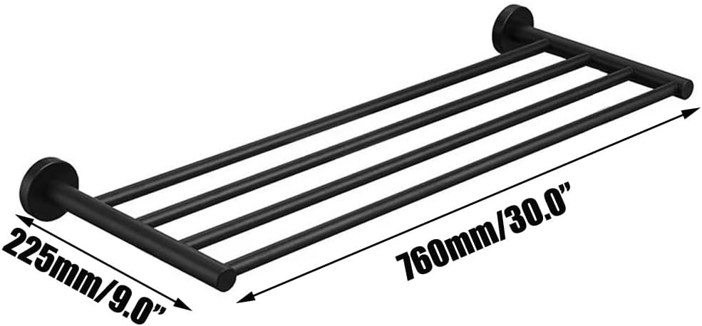 30 Inch Bathroom Towel Rack, Hotel Style Towel Racks for Bathroom Wall Mounted, Modern Towel Bar Rack, 2-Tier Towel Shelves, Black