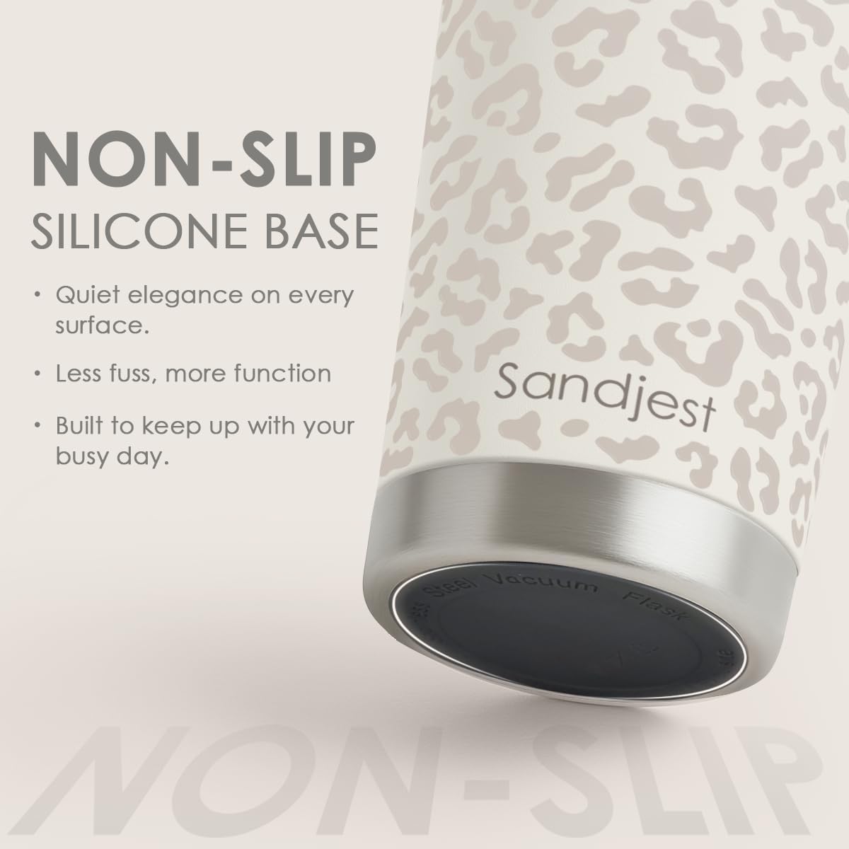 SANDJEST Leopard Print Tumbler 20oz Stainless Steel Insulated, Beige Leopard Travel Coffee Cup, Bow Gifts for Women Girls Teen, Birthday Christmas