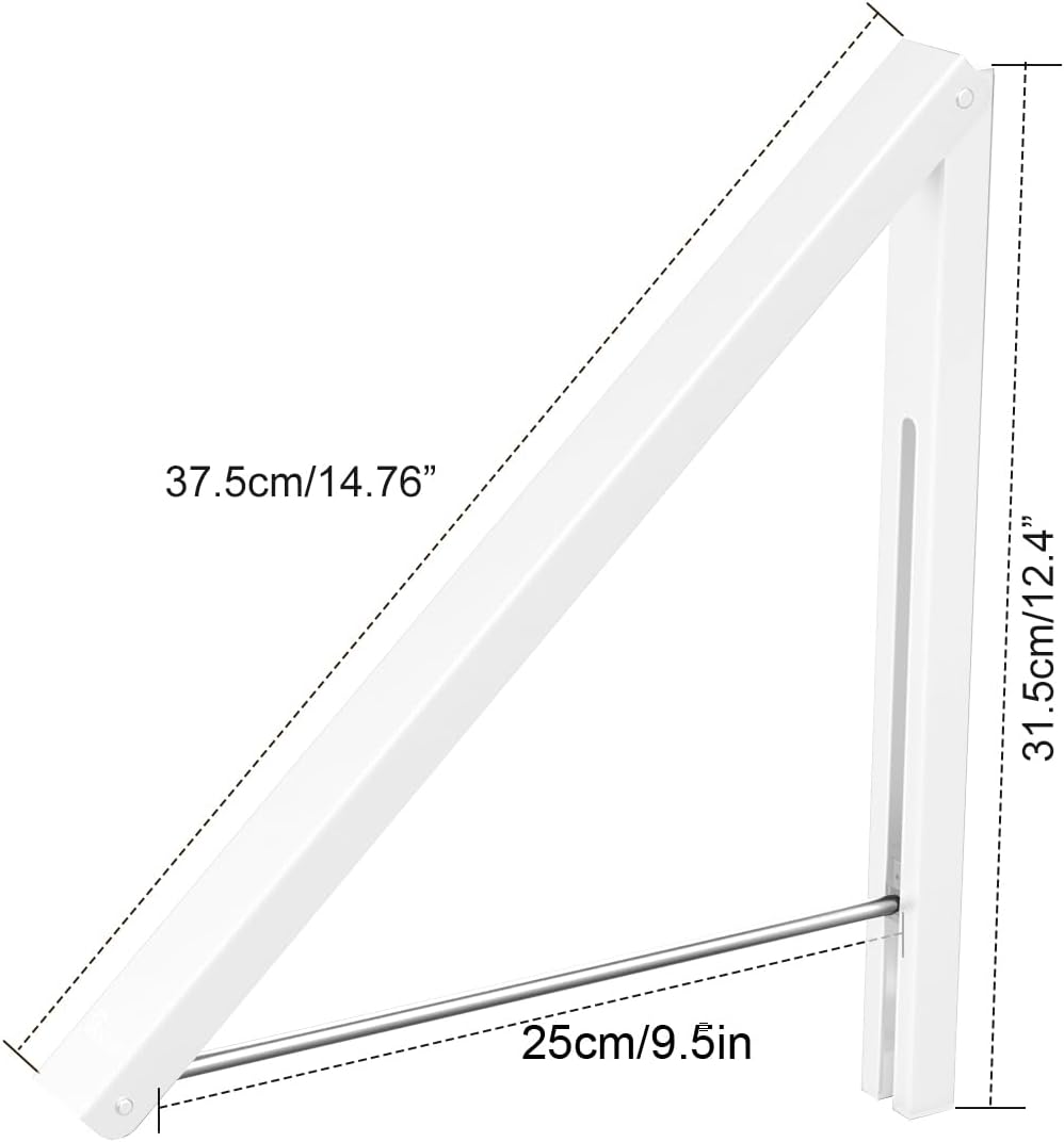 Folding Clothes Hanger Wall Mounted Retractable Clothes Rack, Aluminum, Easy Installation, White