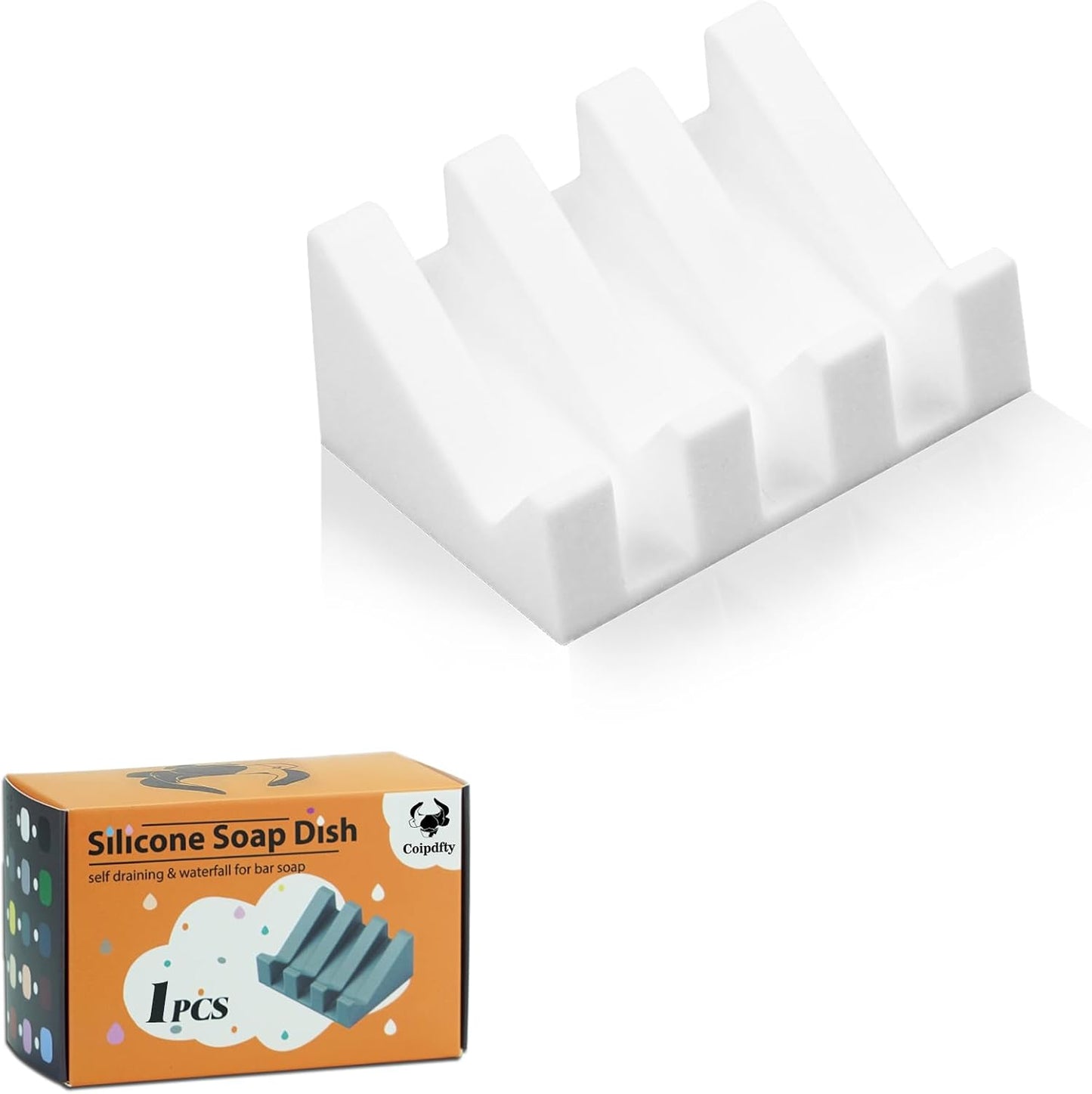 Self Draining Soap Dish Holder,Silicone Soap Dish,for Bathroom,Kitchen, Sponges，Can Extend Soap Life，Keep Soap Bars Dry and Easy Cleaning (1, White)