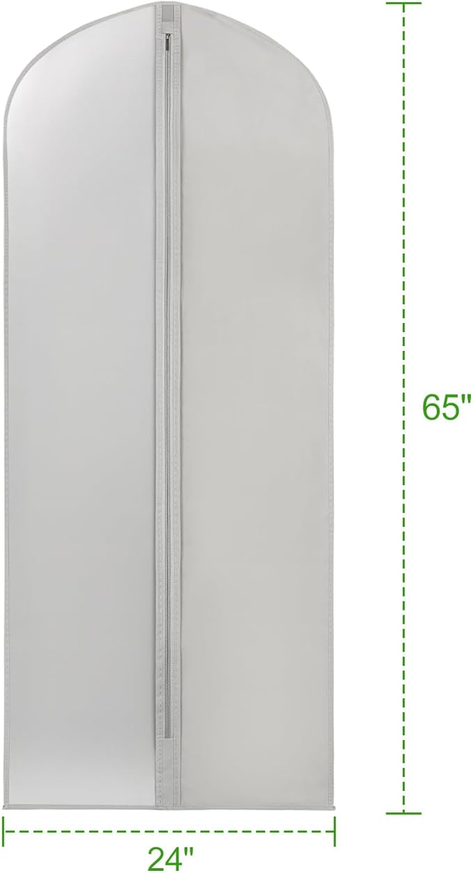 KEEGH Dress Bags for Gowns Long, 65" Dress Garment Bags for Hanging Clothes, Dress Covers Dress Bags for Closet Storage, Long Garment Bags for Dresses, Gowns with Big Clear Window, 6Pack, Grey