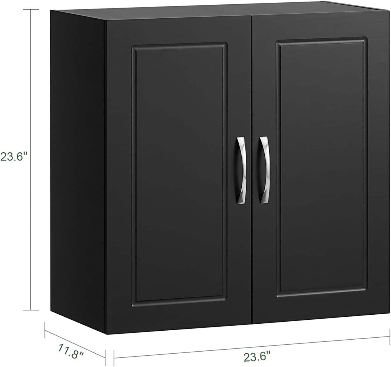 Black Wall Cabinet for Bathroom or Laundry Room, Wall Mounted Storage Cabinet with Doors and Shelf, MDF Organizer Over Toilet, HUS-FRG231