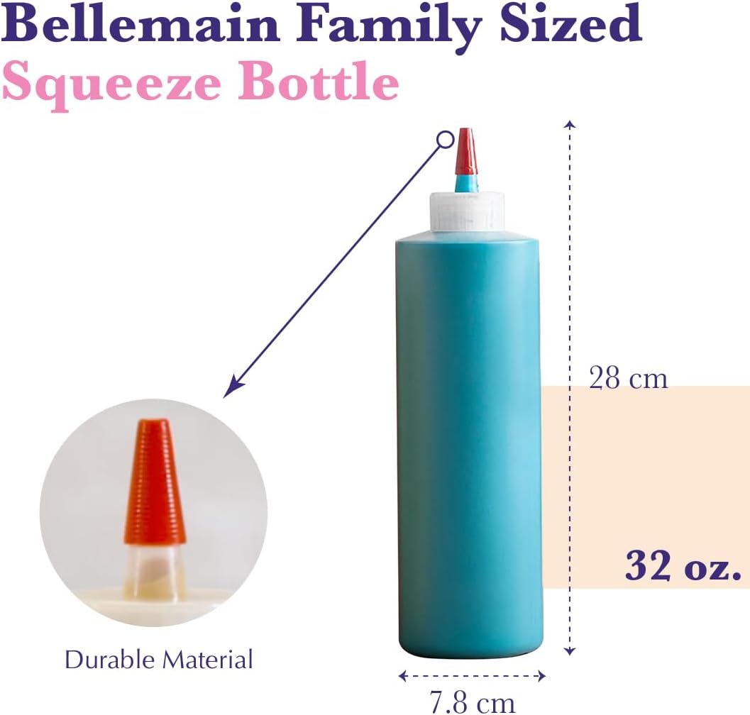 6-Pack Condiment Squeeze Bottles for Sauces - Includes Funnel, Erasable Marker & Reusable Labels, Perfect for Salad Dressings, Liquids, and Ketchup, Durable Plastic 32 oz Bottles