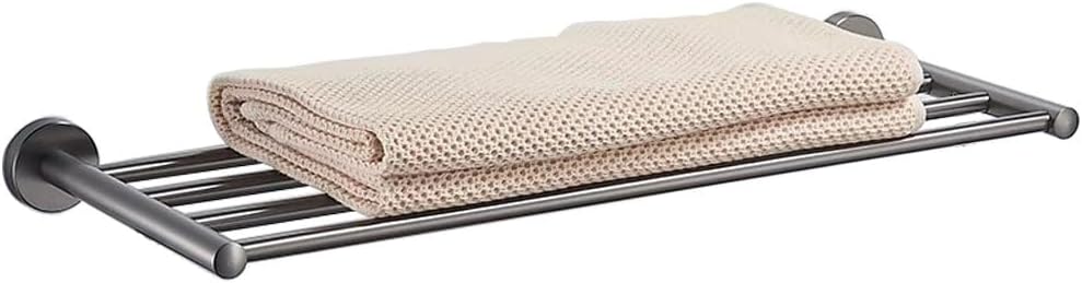 2-Tier Towel Rack, Hotel Towel Holder, Towel Shelf for Bathroom Lavatory,SUS 304 Stainless Steel Wall Mount Towel Hanger Storage,24 Inch,Grey