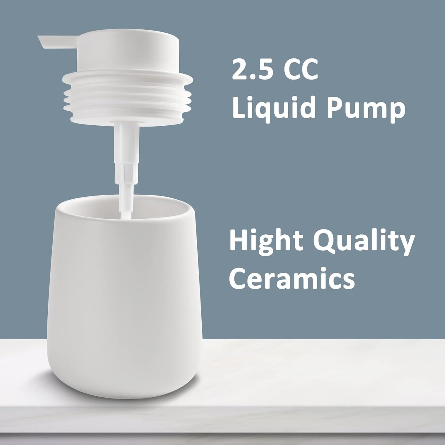 Soap Dispenser Ceramic with Easy-to-Press Pump Hand Lotion Liquid Dispenser for Shampoo Bathroom Kitchen 12 oz White