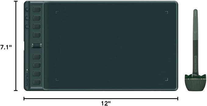 HUION Inspiroy 2 Medium Drawing Tablet with Scroll Wheel 8 Customized Keys Battery-Free Stylus for Digital Art, Design, Sketch, 9x5inch Graphics Tablet Works with Mac, PC & Mobile, Green