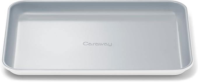 Caraway Nonstick Ceramic Small Baking Sheet (9x13”) – Non-Toxic, PTFE & PFOA Free – Oven Safe – Aluminized Steel Core – Mini Sheet Pan for Baking, Roasting & More - White