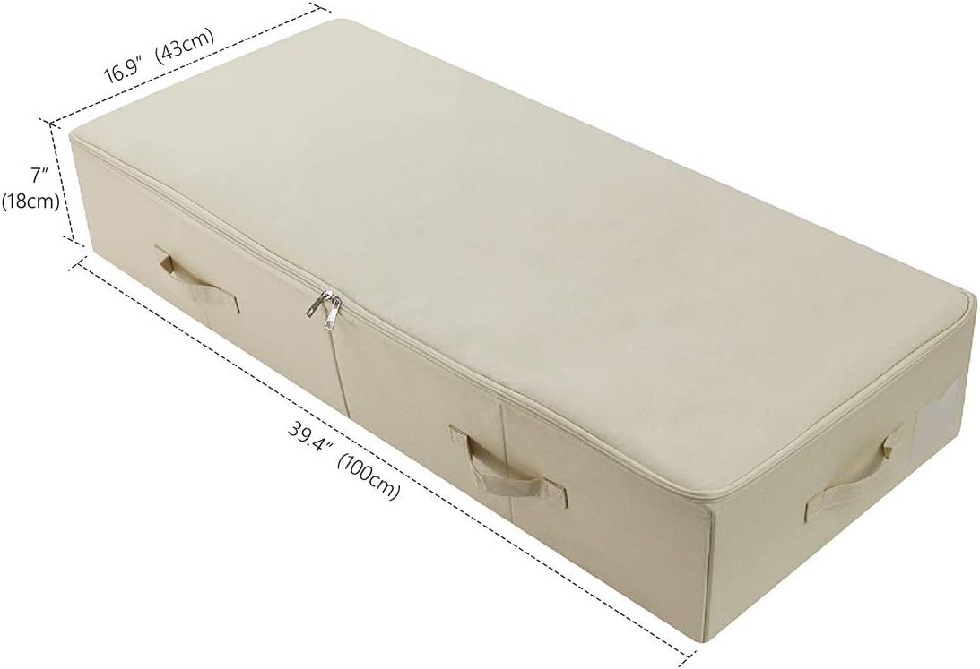 iwill CREATE PRO 39.4" Ultra-Length Foldable & Washable Underbed Storage Organizer Containers for Clothing, Shoes, Bedding - Ideal for Bedroom, College Dorm (Black Gray), Beige