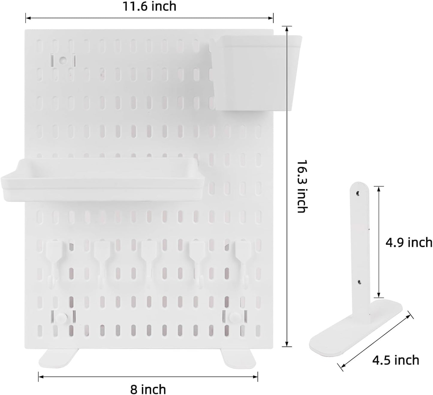 Desk Pegboard Combination Kit,Desk Organizer for Home Office,Plastic Peg Board with 7 Accessories Hooks Shelf Baskets, 16.5" x 11.8"