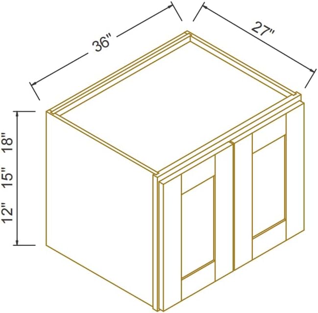 Solid Wood Wall Cabinet,Shaker Style Wall-Mounted Kitchen Storage Cabinet with Soft-Close Doors, RTA Pantry Organizer for Bathroom, Garage, Laundry (White, 36" W x 27" D x 18" H)