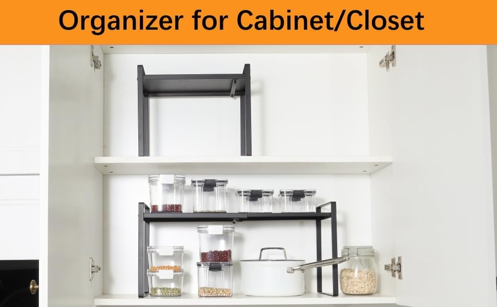 2-Pack Expandable Shelf Organizer for Kitchen Countertop, kitchen organizers and storage，under sink expandable shelf organizer