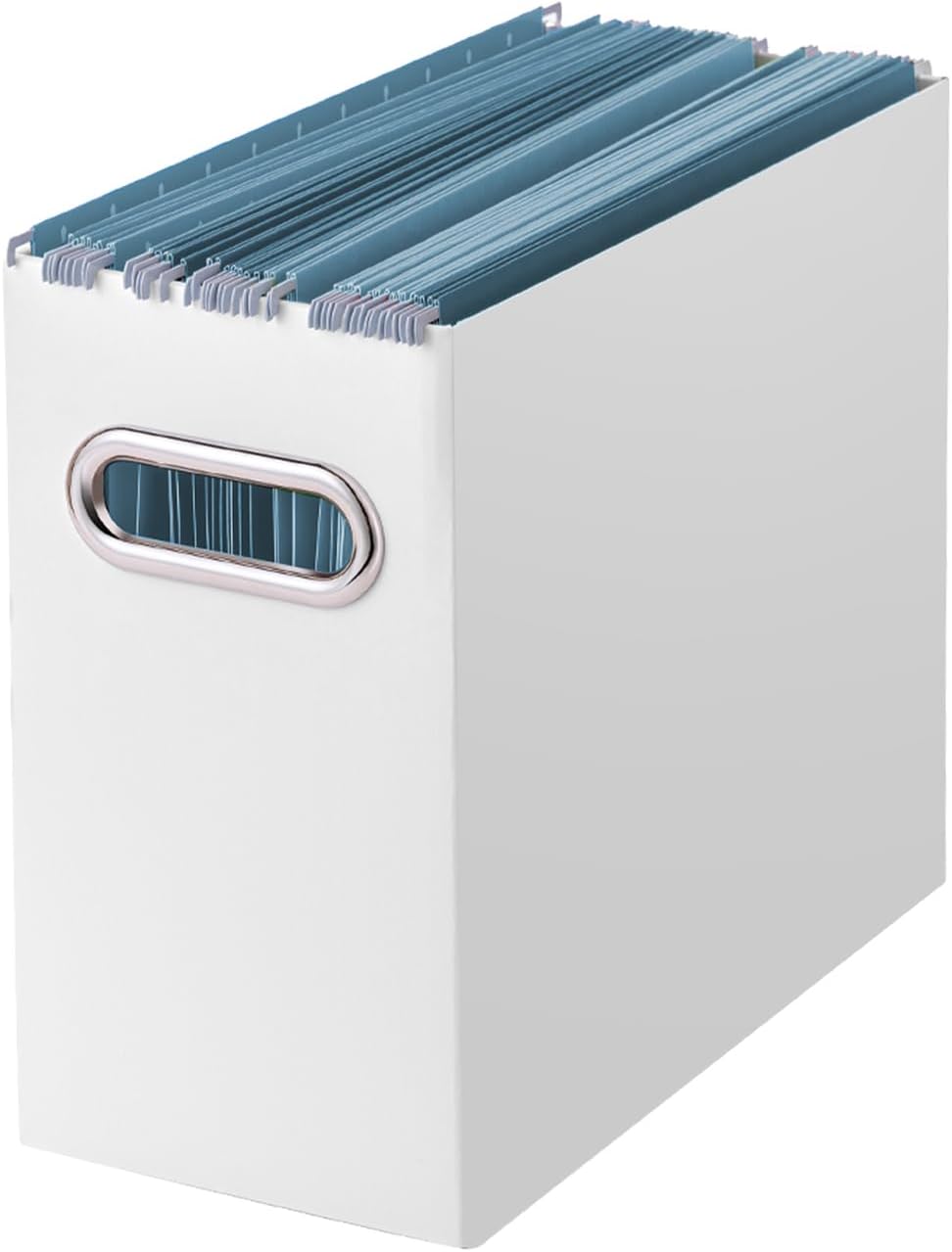 Oterri Cardboard File Organizer Box for Hanging File Folders Letter Size,File Box for Computer Desk,File Cabinet,Working Home,Office,Classroom (White, Letter Size - 1 Pack)