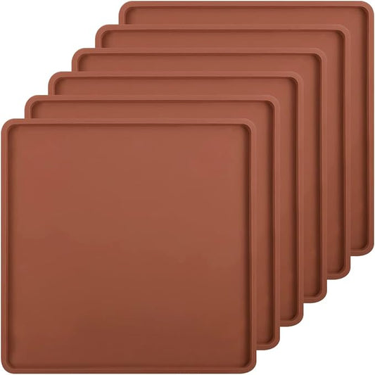 SFV 6 Pack Silicone Dehydrator Trays, 14" x 14" Flexible & Durable Dehydrator Sheets for Excalibur, Non-Stick, Reusable Dehydrators Mats Tray Dryer for Eggs, Fruit Leather, Meat, Herbs, Brown