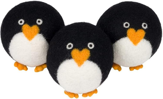 Smart Sheep 3-Pack - XL Premium Natural Wool Dryer Balls - Award-Winning - Replaces Dryer Sheets - Laundry Balls (Black Marching Penguins)