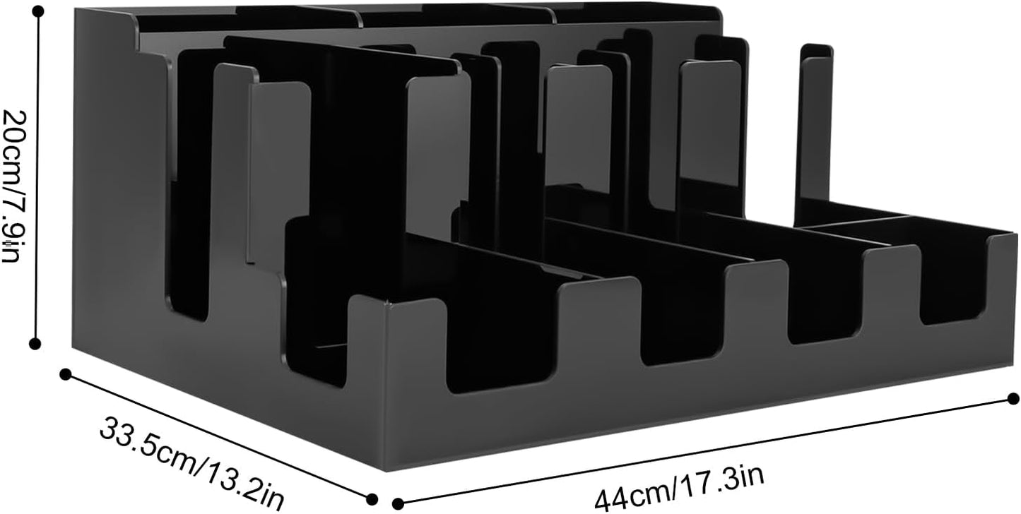 Coffee Bar Organizer for Countertop, Acrylic Coffee Station Organizer Condiment Organizer Coffee Cup Syrup Pod Holder, Coffee Bar Organizer for Home Office Cafe, 12 Compartment, Black