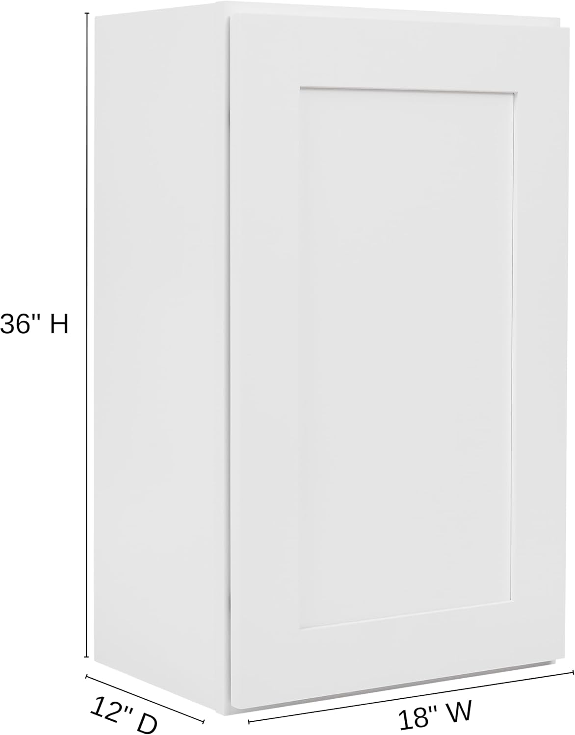 White Shaker Wall Cabinet - Ready to Assemble, Perfect for Kitchen, Laundry, and Bathroom Storage - 18" W x 36" H x 12" D