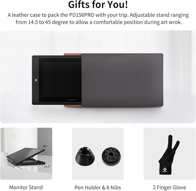 GAOMON PD156Pro - 15.6" Drawing Tablet with Screen Full-Laminated 120% sRGB Pen Display with Dial Key & 10 Hotkeys, Battery-Free Stylus Art Tablet for Digital Drawing, Anime, Sketch, Graphic Design