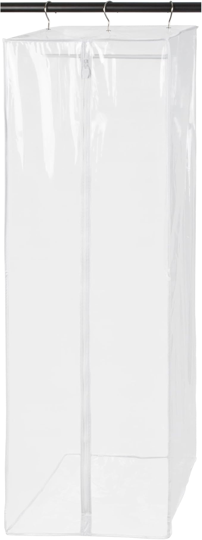 Garment Bag - Clear Hanging Closet Organizer - Durable Zippered Cover with Rod Protects Dresses, Suits, and Jackets from Dust and Moist- Top Metal Frame to Keep All Your Stuff in Shape- 60" x 20" x 15