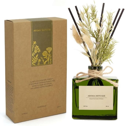 Reed Diffuser, 6.09 oz Ebony Rose Scent Diffuser with Sticks & Dried Flowers, 120 Days Long Lasting Reed diffusers for Home, Elegant Fragrance for Bathroom Bedroom Office Decor, Air Fresh