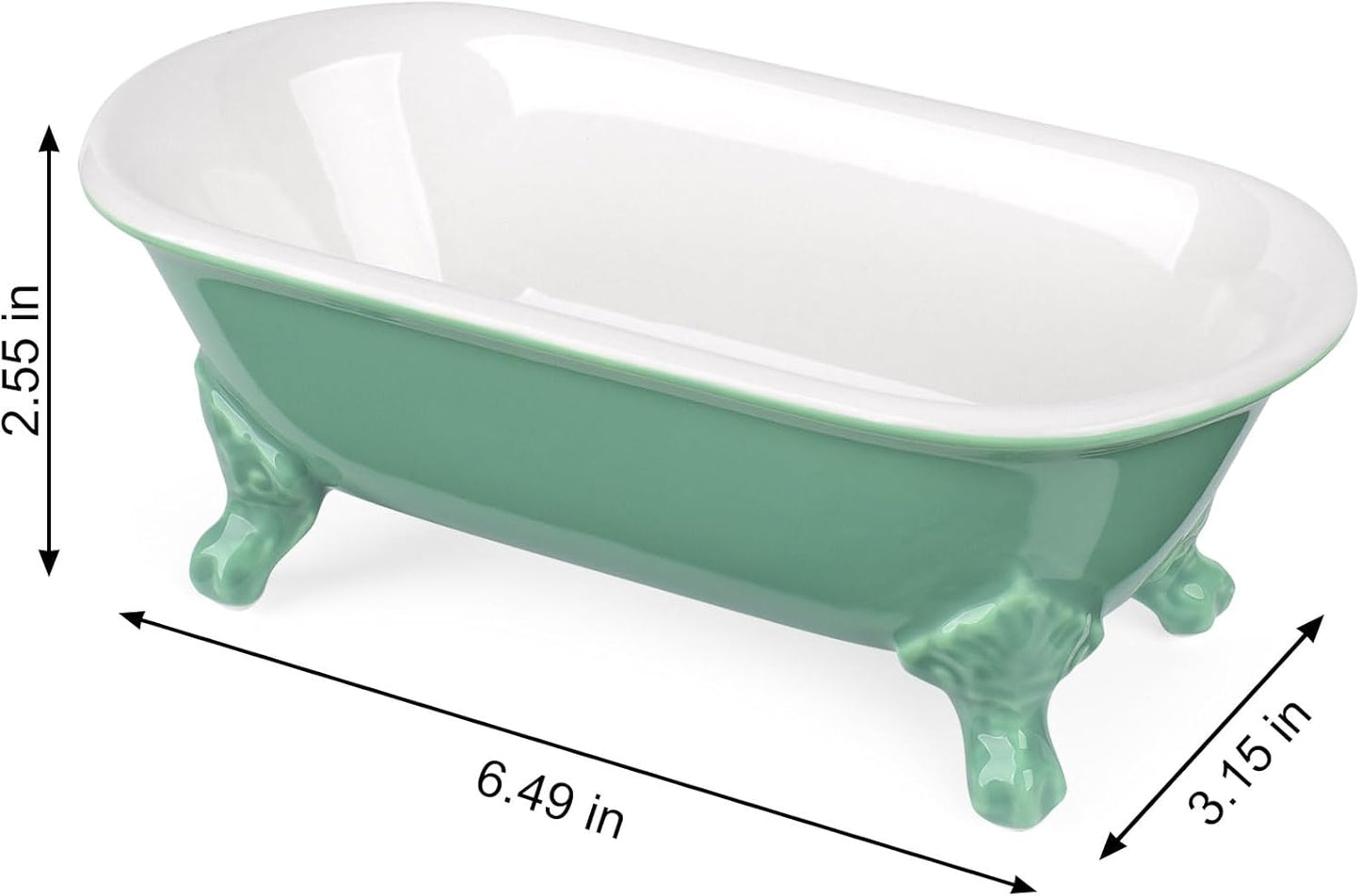 6.5" Ceramic Mini Decorative Clawfoot Bathtub Bar Soap Dish, Kitchen Sponge Holder and Shower Tray for Bathroom, 1 Pack(Mermaid)