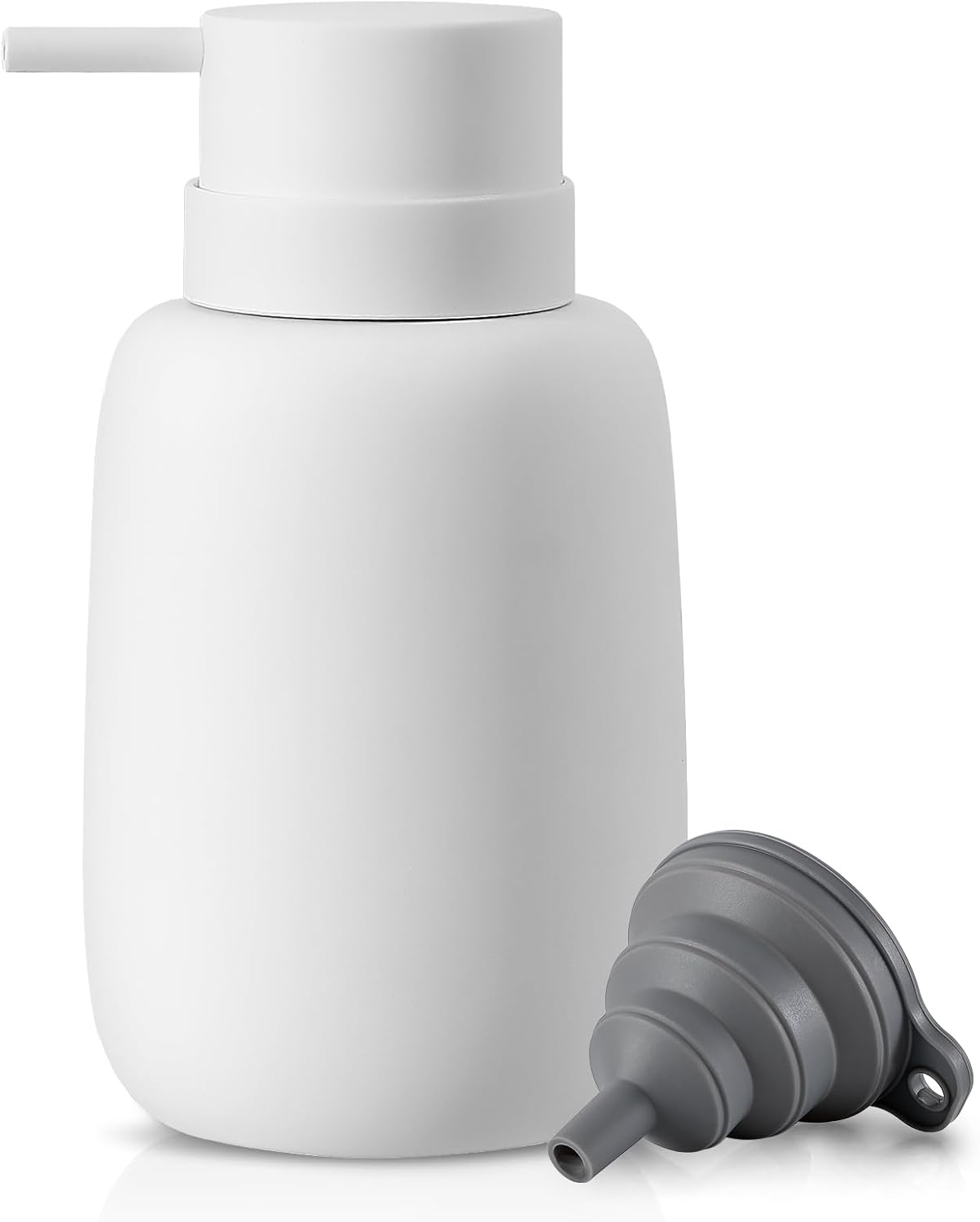 Matte White Soap Dispenser Bathroom,Ceramic Soap Dispenser Lotion Pump Dish Soap Dispenser for Kitchen,16oz Refillable Liquid Hand Wash Dispenser for Bathroom (Rubber Paint)