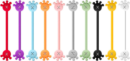 10Pcs Cable Ties Clips Cord Organiser Clip Reusable Silicone Organisers Bookmarks Fridge Magnet