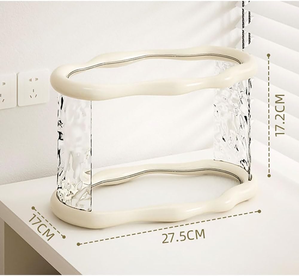 Bathroom Countertop Organizer, 2 Tier Bathroom Organizer and Storage, Acrylic Vanity Organizer Standing Holder shelf, Perfume Makeup Skincare Cosmetic Desk Organizer for Bedroom Dressing Table, White