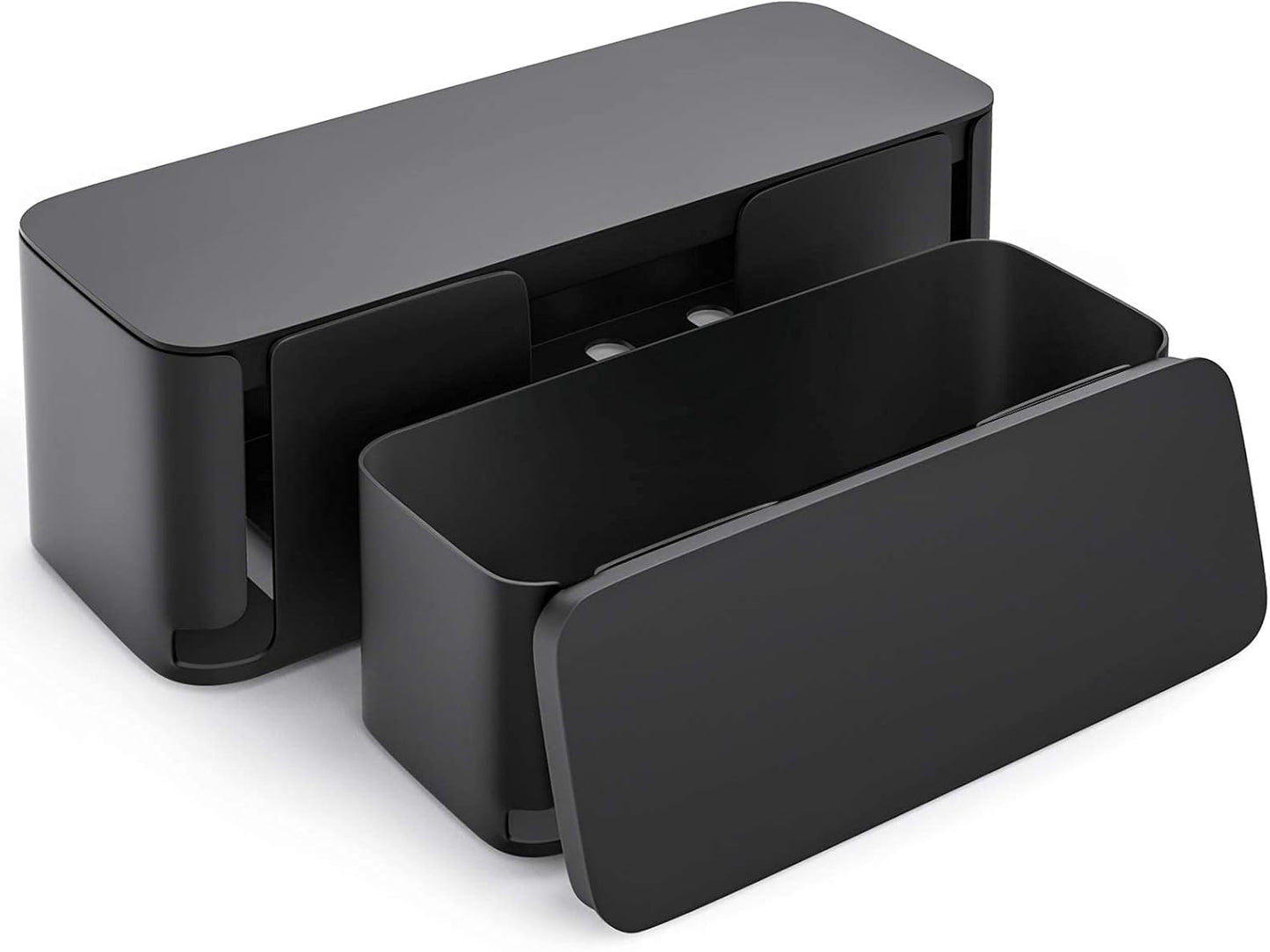 YECAYE 2 Pack Cable Management Box, Pet Friendly Cable Box Organizer for Home & Office, Child-Proof Floor Cord Cover, Cord Management and Cord Hider, Black