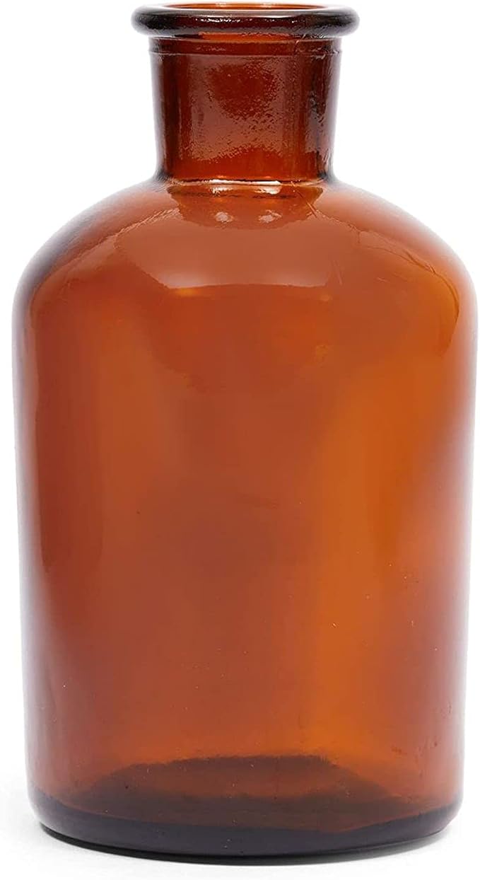 Farmlyn Creek 6 Pack Small Glass Vases for Centerpieces, Amber 7.5 oz Propagation Jars for Flowers, Table Centerpieces, Apothecary, Home Decor (2.8 x 5 in)