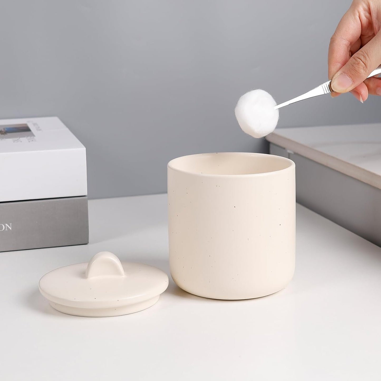 BosilunLife Apricot Bathroom Accessories Set - Ceramic Bathroom Accessories Sets Complete Foaming Soap Dispenser and Toothbrush Holder Set, Soap Dish, Qtip & Cotton Ball Holder Modern Bathroom Set