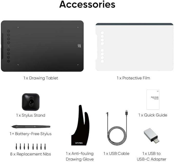 XPPen Updated Deco 01 V3 Drawing Tablet, 16384 Pressure Sensitivity, 8 Custom Shortcuts, 220 Report Rate for OSU Drawing Pad, Remote Teaching & Animation, Compatible with Android, Windows, macOS
