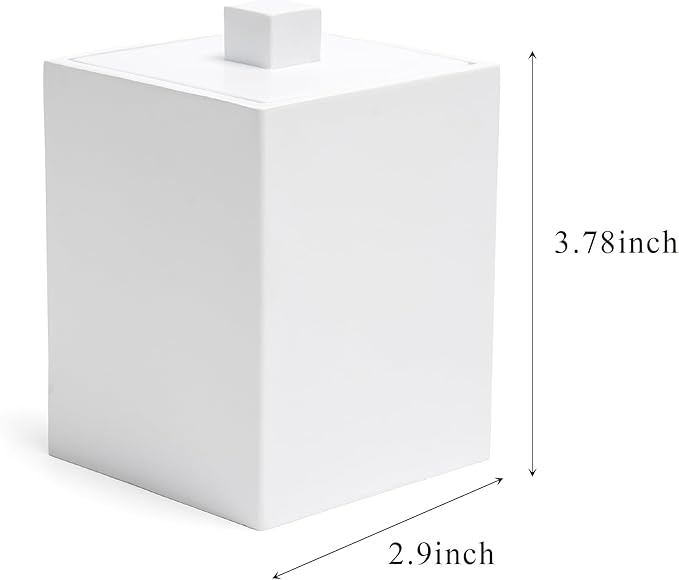 Bathroom Qtip Holder, Resin Cotton Swab Holder with Lid Qtip Holder Dispenser for Cotton Ball Bath Salts Storage Christmas Birthday Anniversary, Matte White