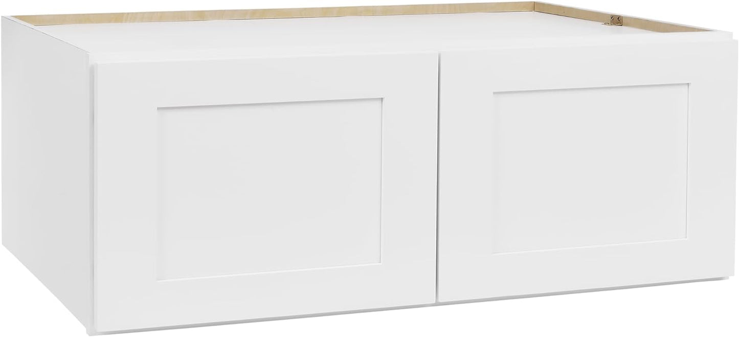 White Shaker Wall Cabinet - Ready to Assemble, Perfect for Kitchen, Laundry, and Bathroom Storage - 36”W x 15”H x 12”D