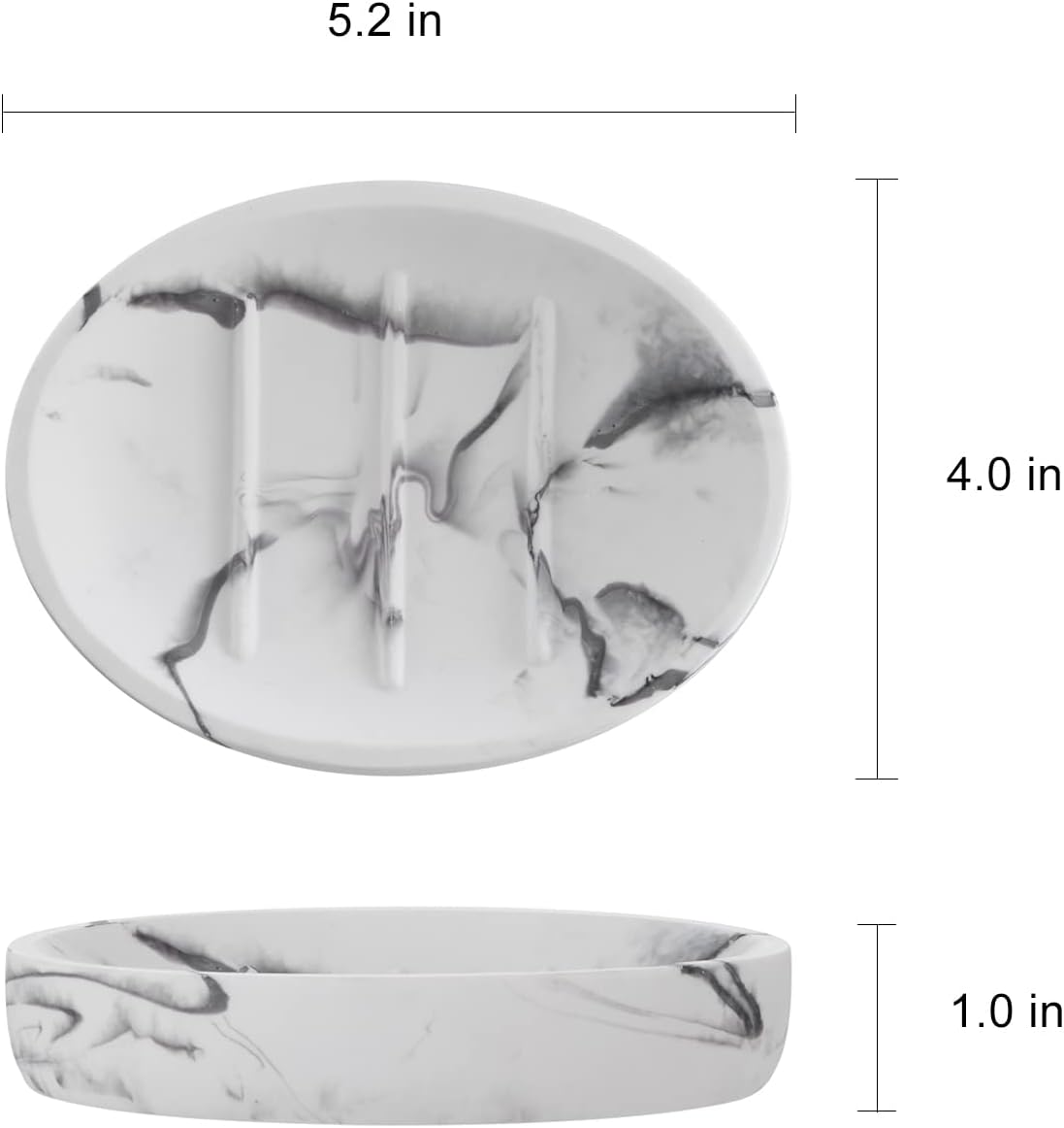 Marble Look Soap Dish - Bar Soap Holder for Shower, Bathroom & Kitchen Sink