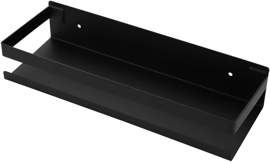 OwnMy Bathroom Shower Shelf Stainless Steel Bath Kitchen Basket Shower Caddy Rack, Rustproof Metal Bathroom Storage Floating Shelves Wall Mounted Shower Corner Rectangular Shelf - 12 Inch Black