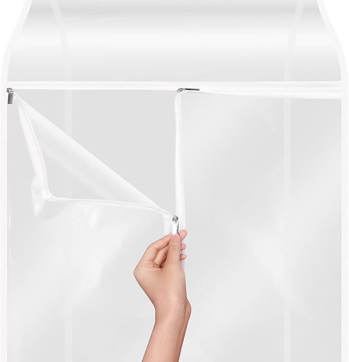 Zilink Dress Bags for Hanging Clothes 60 inch (2 Pack) Clear Garment Rack Cover Hanging Garment Bags for Storage for Coats Long Dress Gown Storage