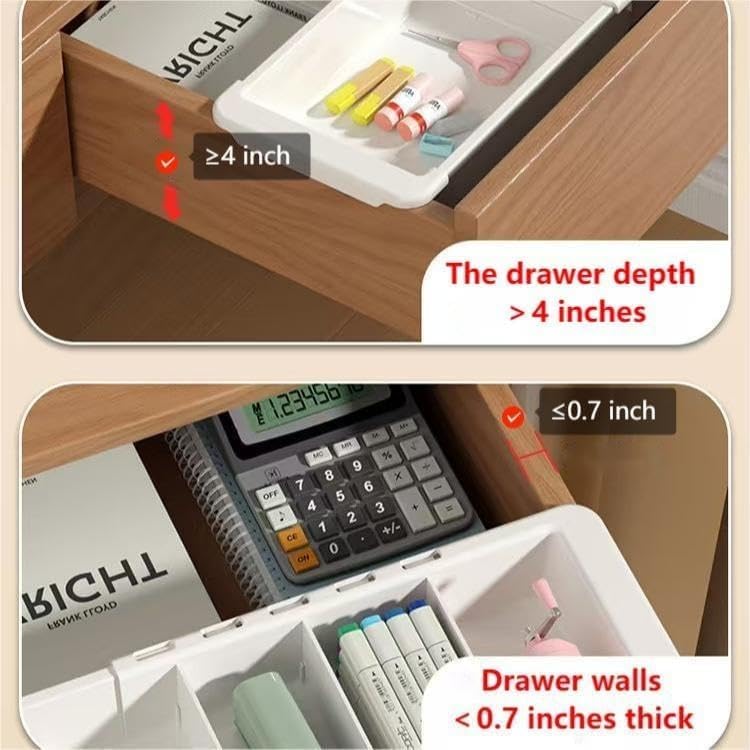 EooUooIP Sliding Drawer Tray with Adjustable Dividers, Expandable Kitchen Storage Organizer, Sliding Drawer Bin, Expandable Drawer Organizer, 2 PCS Drawer Organizer Trays For Utensils, Flatware, Junks