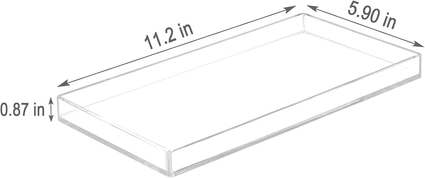 Bigfety Acrylic BathroomTray for Counter, Handmade Clear Trays Sturdy Organizer for Cup, Sponge, Soap, Plant (Large, Clear)