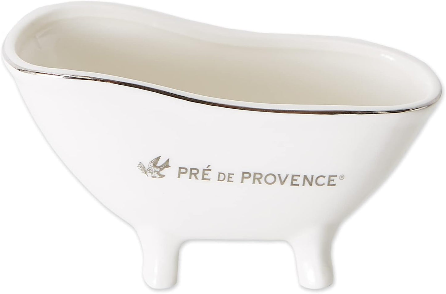 Pre de Provence Soap Dish Large Capacity for Kitchen or Bathroom, 5.75x2.6x3.5, Le Bain, White Ceramic