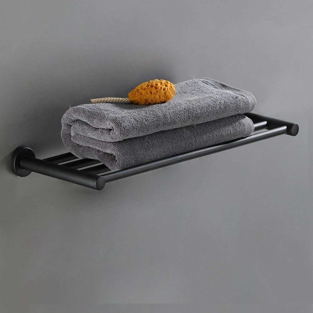 20 Inch Bathroom Towel Rack, Hotel Style Towel Racks for Bathroom Wall Mounted, Modern Towel Bar Rack, 2-Tier Towel Shelves, Black