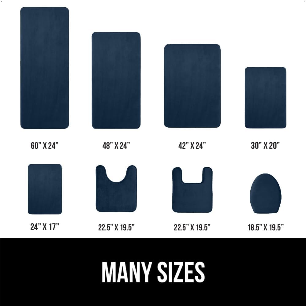 GORILLA GRIP Memory Foam Bath Rugs, Soft Absorbent Velvet Bathroom Mats, Durable Dots on Underside, Machine Washable Bathmat, Carpet Rug Room Decor for Shower Floor, 24x17 Mat, Navy Blue