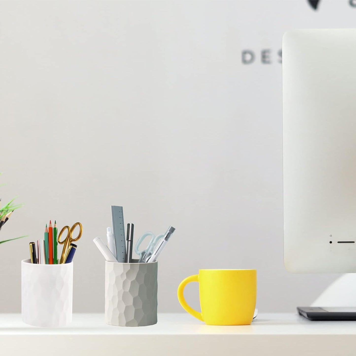 Pen Holder,Nordic Style Silicone Waterproof Pencil Holder for Desk Simple&Modern Minimalist Makeup Organizer Multifunctional Office Supplies for Home,Kids and School(Light grey)