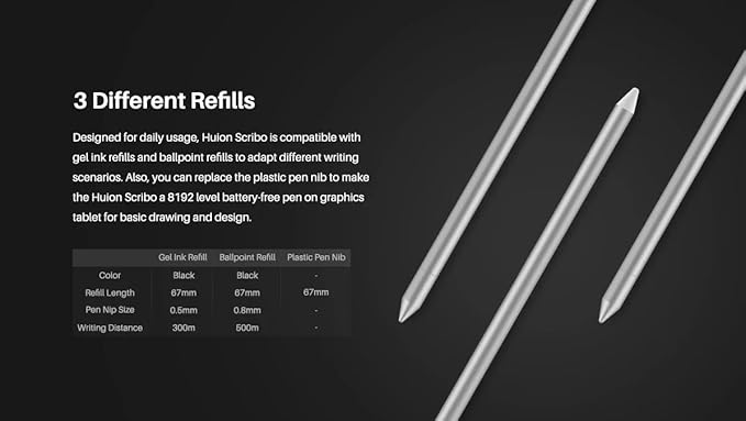 PW310 Digital Neutral Battery-Free Pen for Huion Scribo 8192 Levels for HS611/HS64/HS610/Q620M/H610PRO V2/Kamvas Pro 20